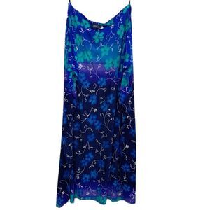Sarong Ombré Floral Blue Aqua Swimsuit Cover Up Maxi M.